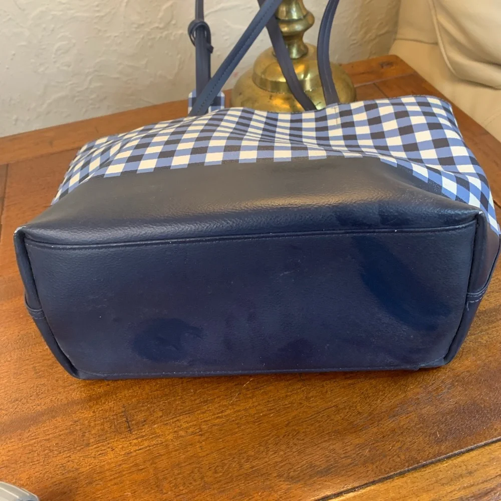 kate spade Blue Gingham Leather Trim Tote
